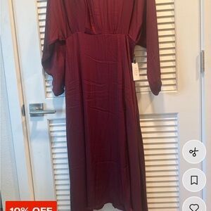 Reformation Long Sleeve Burgundy Dress